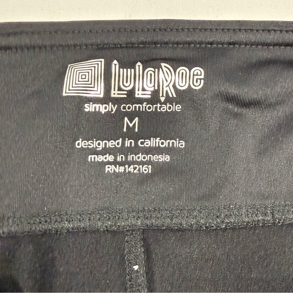 Floral Side Panel LuLaRoe Black Blue Cream Leggings Size M Medium - Picture 4 of 8